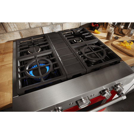 KitchenAid - 4.1 Cu. Ft. Freestanding Dual Fuel True Convection Range with Self-Cleaning - Passion red