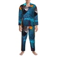 thumbnail image 3 of Vsdgher Modern Style Blue Parrot Mens Pajama Set, Soft Warm Long Sleeve Sleepwear, Cozy Button-Down Pjs for Men-Small, 3 of 7