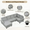 thumbnail image 4 of 120" Modern U-Shaped Corner Sectional Sofa Upholstered Linen Fabric Sofa Couch for Living Room, Bedroom, Gray 70AAE, 4 of 8