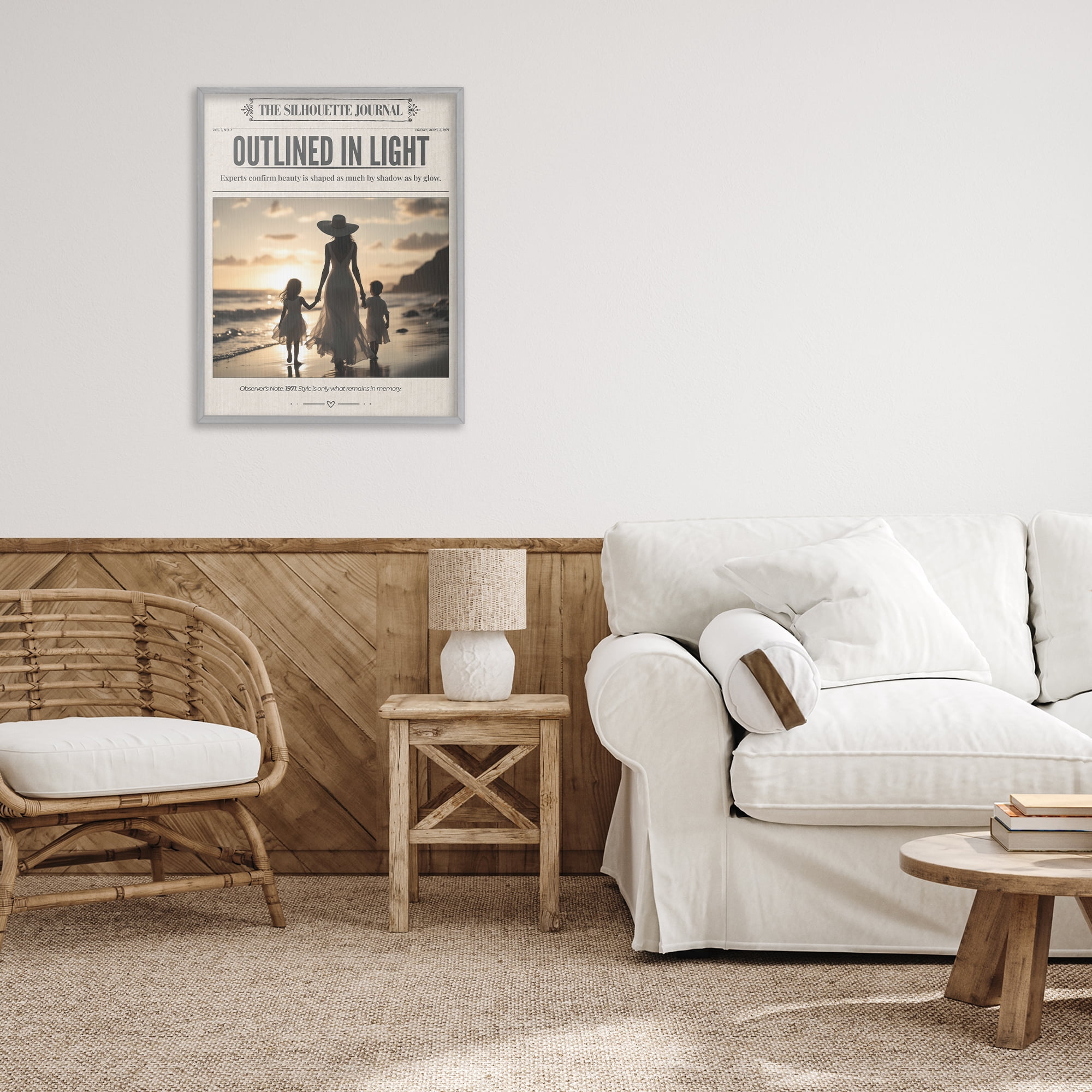 Stupell Industries Outlined In Light Newspaper Gray Framed Giclee Art, design by A Barefoot Stylist