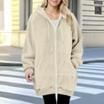 thumbnail image 4 of Shacket for Women Casual Trendy Solid Long Sherpa Jackets Winter Warm Zip Up Coats with Hood, 4 of 4