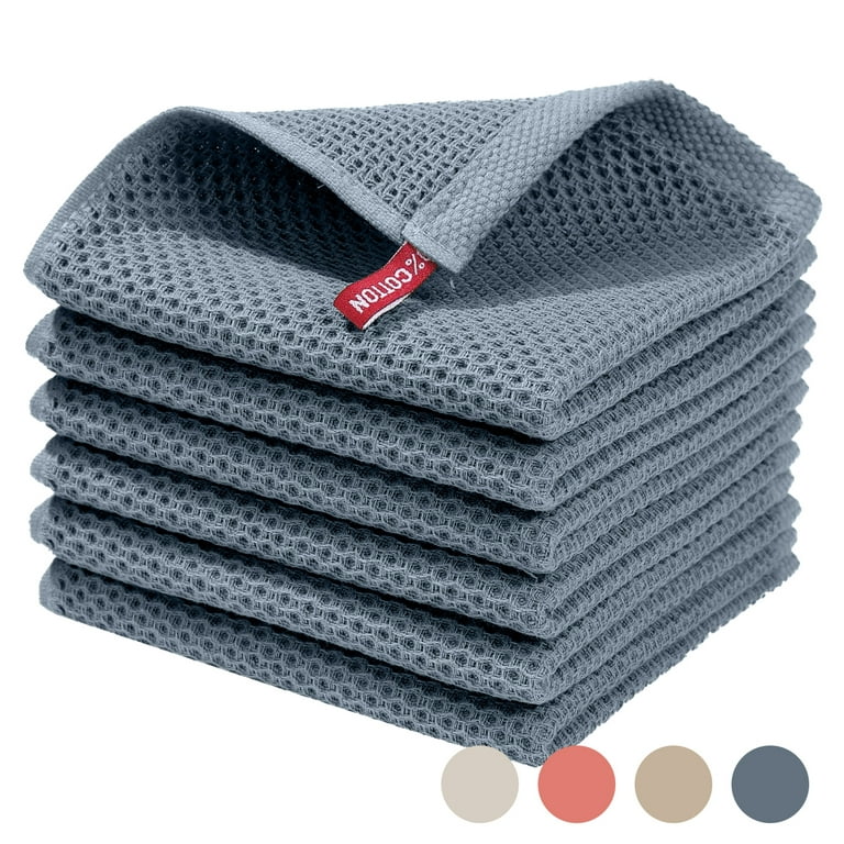 Howarmer Gray Kitchen Dish Towels, 100% Cotton Dish Cloths for Washing Dishes, Super Soft and Absorbent Waffle Weave Dish Rags, 6 Pack, Size: 12×12