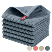 Howarmer Gray Kitchen Dish Towels, 100% Cotton Dish Cloths for Washing Dishes, Super Soft and Absorbent Waffle Weave Dish Rags, 6 Pack