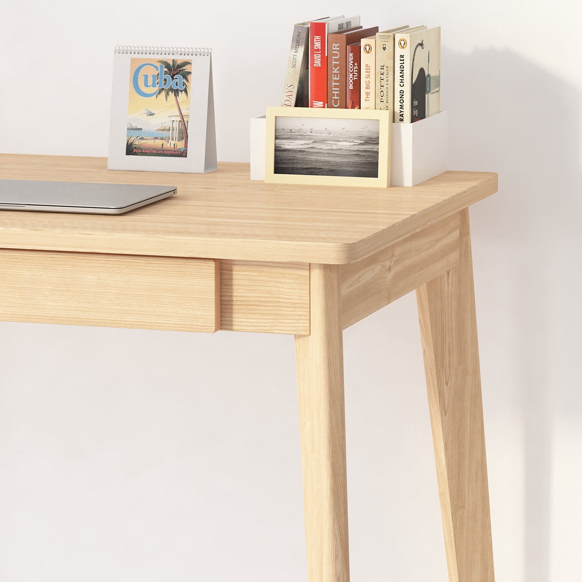 KULAGAGA Modern Simple Style 47.2"*21.6" PC Desk Computer Desk with Solid Wood Legs, Home Office Study Writing Table Workstation, Oak