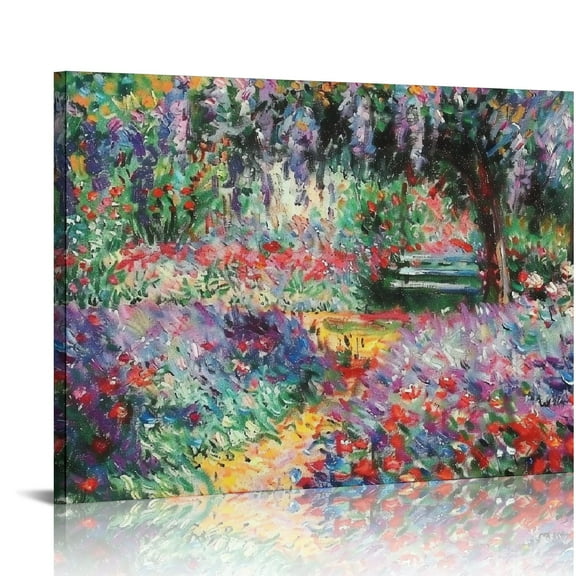 Acheng Irises in Monet's Garden, Canvas Wall Art Painting,1900 by Claude Monet, Nature Landscape Prints Picture Framed Artwork Home Decor  20x16in