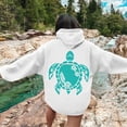 thumbnail image 2 of XIAOCHA Sea Turtle Floral Graphic Hooded Sweatshirt For Women Oversized Drop Shoulder Beach Long Sleeve Pullover Tops, 2 of 6