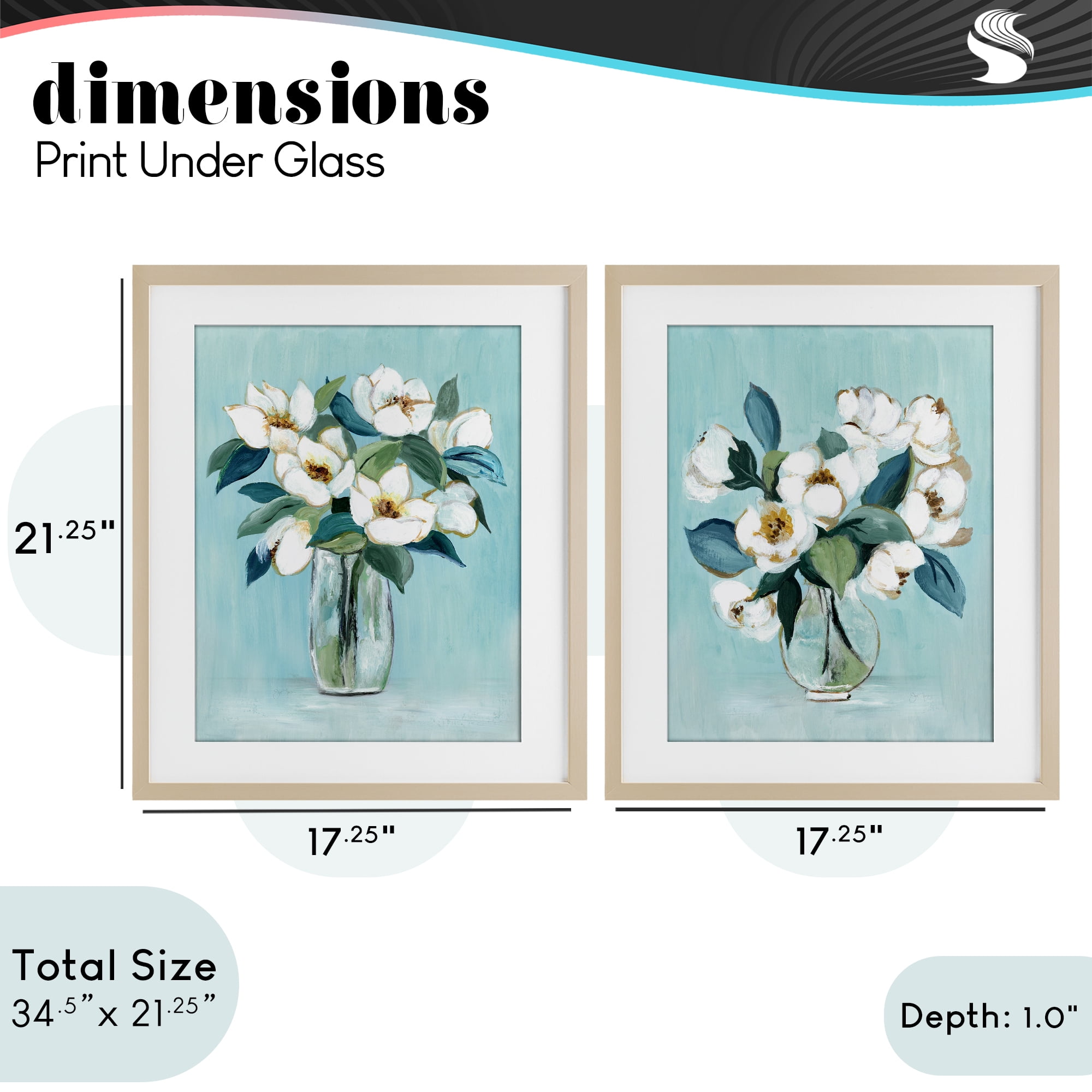 Stupell Industries Magnolia Blossom Vases 2 Piece Birch Framed Print Under Glass Set, design by Janet Tava