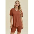 thumbnail image 4 of Basic Bae Full Size Ribbed V-Neck Short Sleeve Top and Shorts Set Stretchy Womenswear - Rosa Apparel, 4 of 11