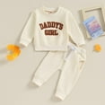 thumbnail image 2 of Girls' Fashion Girl Set Autumn Toddler Baby Girl Fall Outfits Letter Embroidery Long Sleeve Sweatshirt + Sweatpants Set Spring Clothes, 2 of 6