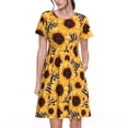 thumbnail image 1 of Easygdp Artistic Zebra Print Sunflower para Vestido Transpirable de Mujer, Vestido Suelto de Manga Corta con Pliegues y Bolsillos para el Verano, 1 of 6