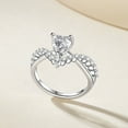 thumbnail image 2 of Bow Jewel 1.47 Ct Lab Created Diamond Heart Cut Diamond Rings - 14K White Gold Plated Women's Ring - Stacking Heart Design Engagement Rings - Heart Shape Proposal Wedding Rings Women's, 2 of 8
