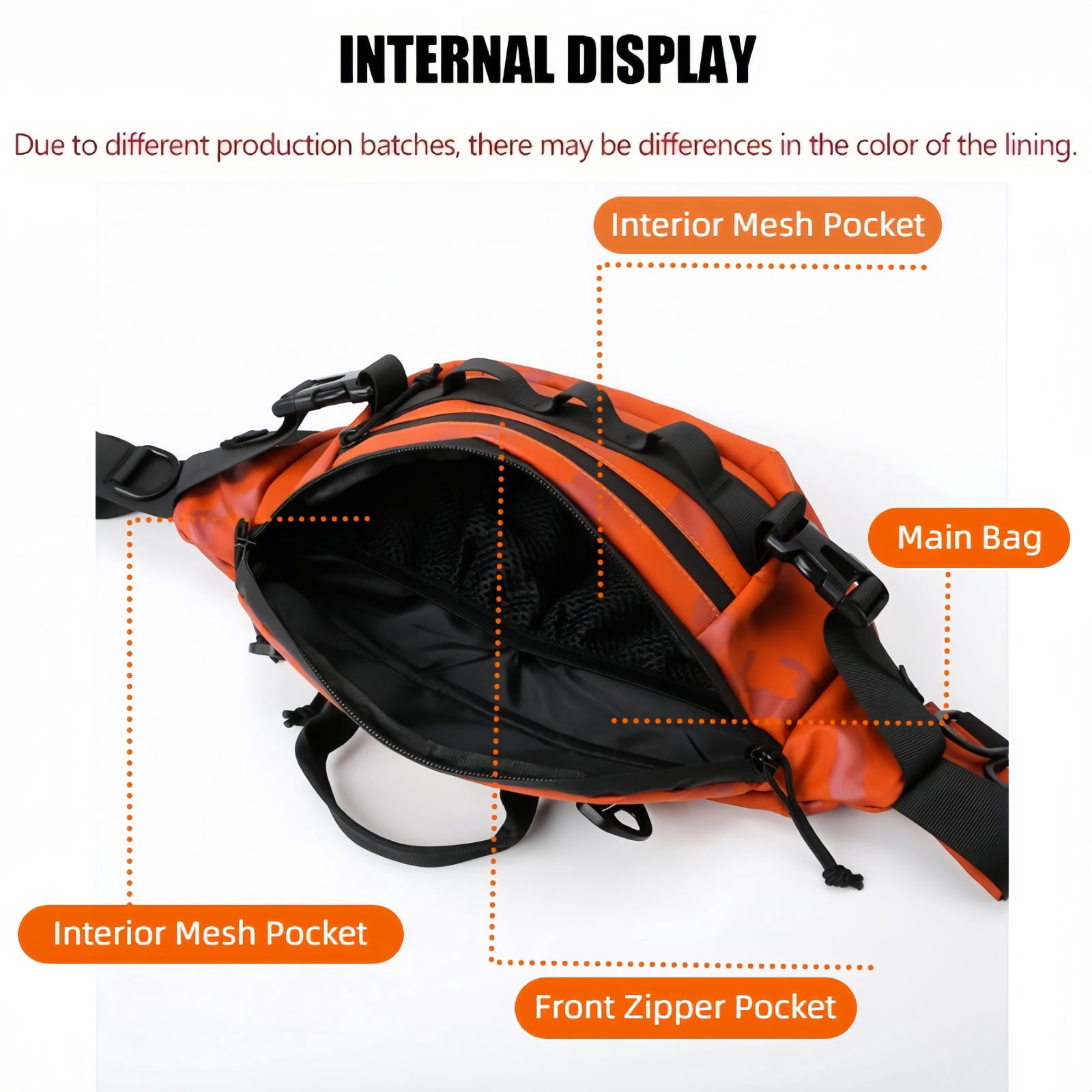SIX DEER Waterproof Fishing Waist Pack, Tactical Sling Crossbody Bag with Fishing Tool Organizer, Multi-Purpose Water-Resistant Fanny Pack for Fishing, Hiking and Everyday Carry