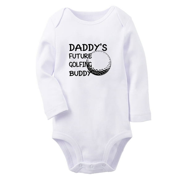 Daddy's Future Golfing Buddy Funny Rompers, Newborn Baby Unisex Bodysuits, Infant Jumpsuits, Toddler 0-12 Months Kids Long Sleeves Oufits (White, 6-12 Months)