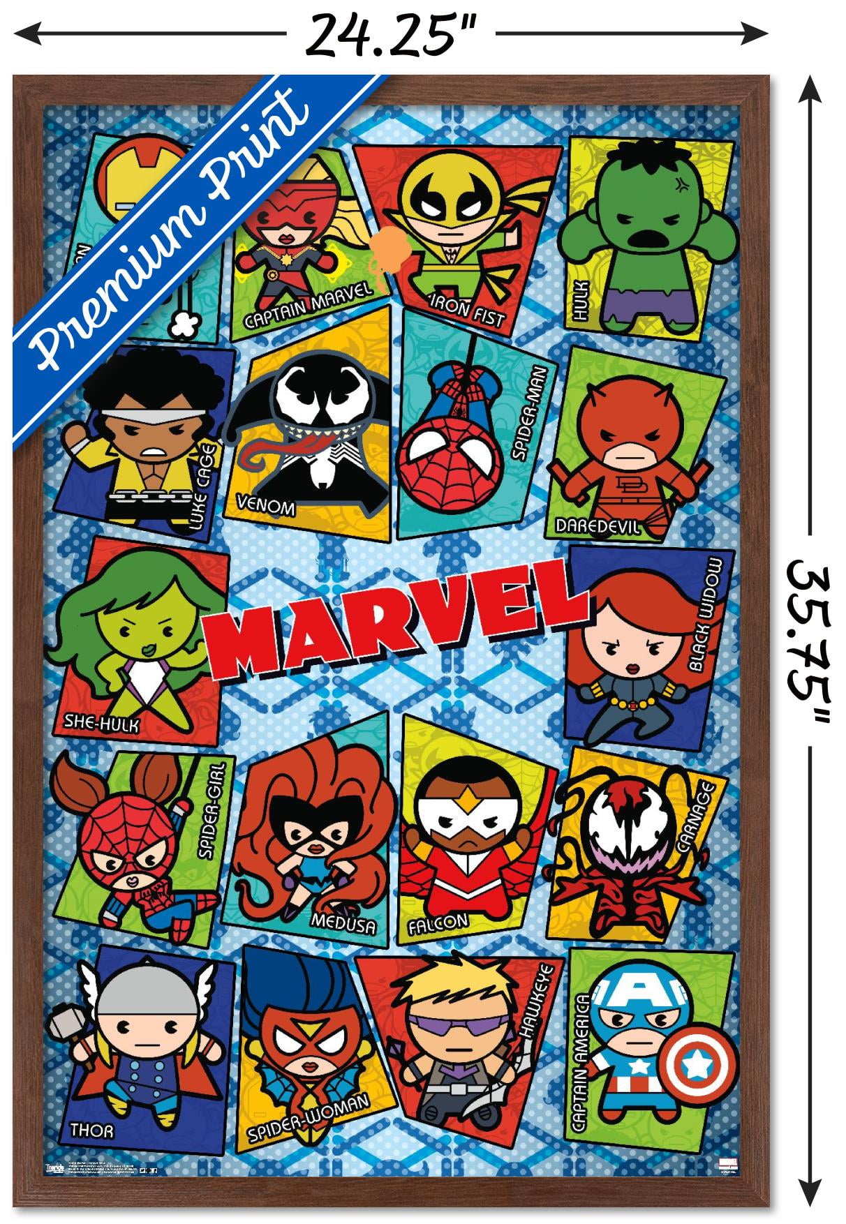 Marvel Comics - Kawaii Grid Wall Poster, 22.375" x 34", Framed