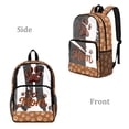 thumbnail image 2 of COEQINE Pet Mom Brown Clear Backpack for Women Girls Heavy Duty 17 Inch Transparent PVC Bag for College Travel, Sturdy Fabric See Through School Backpack with Multiple Pockets & Padded Straps, 2 of 7