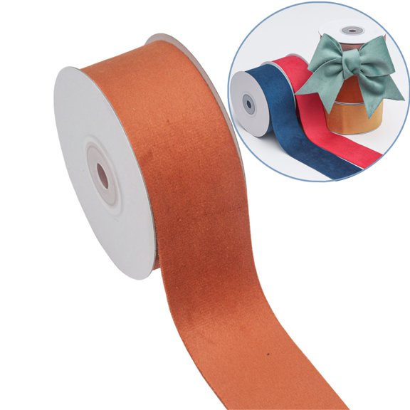 Bxaolu Polyester Velvet Ribbon, 1.6 Inch,14.75Ft Ribbon Spool Christmas Decorations, Use for Choker, Gift Wrapping, Floral Bouquets, Boutonnieres, Orange