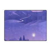 Serene Winter Landscape 63''x48'' Plush Memory Foam Bath Mat, Soft, Absorbent, Non Slip, Durable