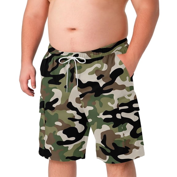 Dresfit Mens Cargo Shorts Camo Plus Size Big and Tall Shorts 2026 Summer Elastic Waist Drawstring Short Pants Lightweight Wide Leg Lounge Vacation Shorts 8XL