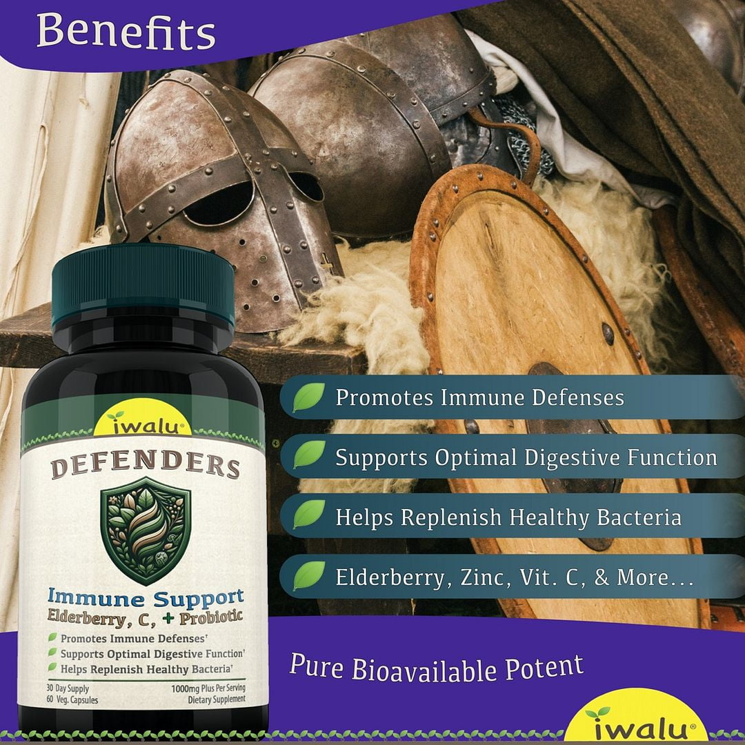 iwalu Defenders Immune Support Supplement | Elderberry, Vitamin C Plus Probiotics | 10-in-1 Formula for Year-Round Immune Health - 60 Count | NSF Certified & USA Made