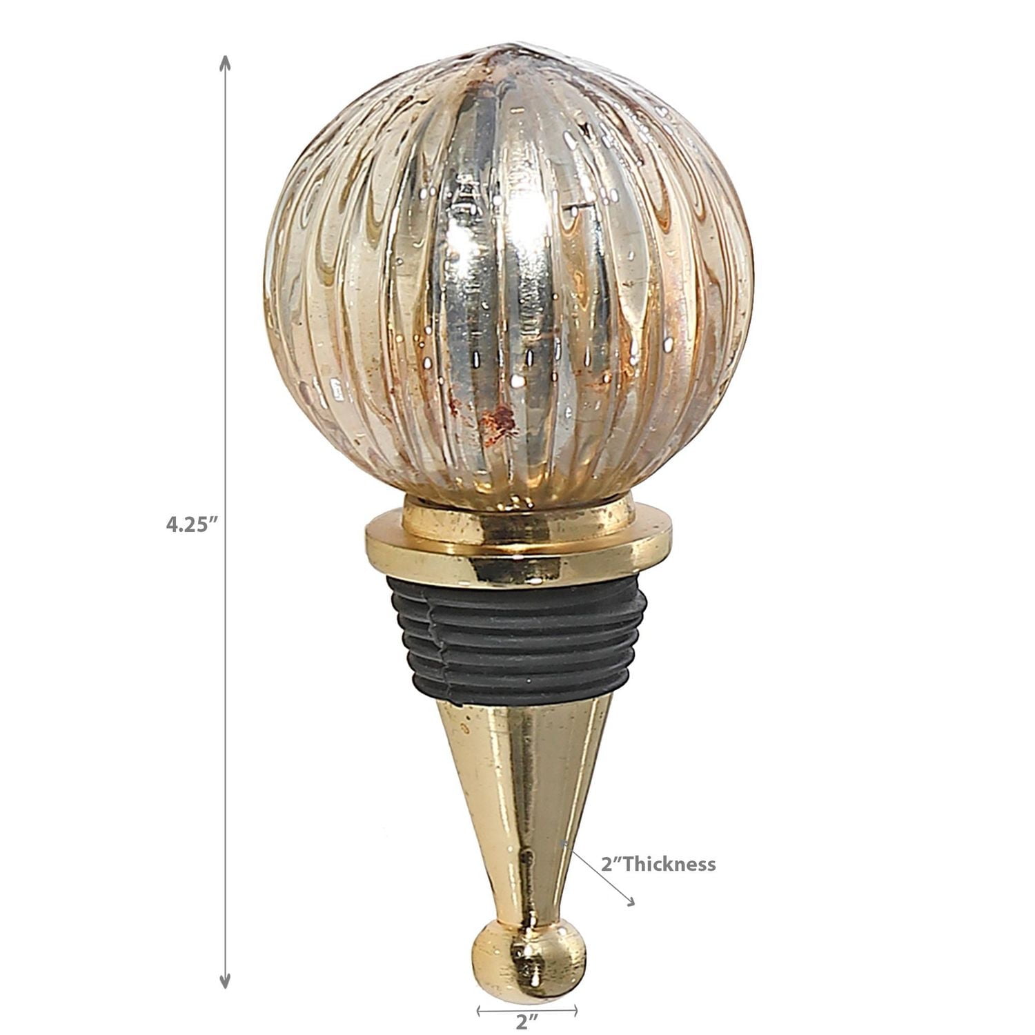 Bouchon de Bouteille de Vin en Forme de Boule de Noël Doré