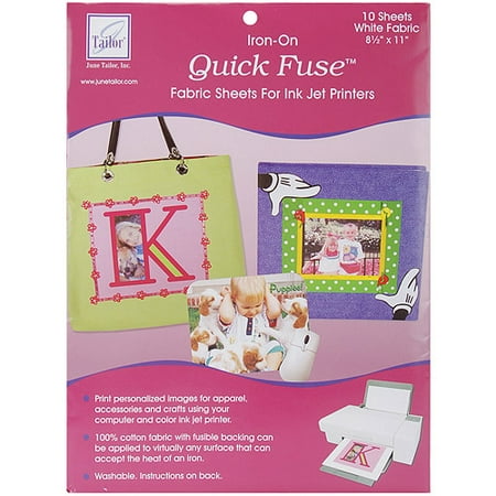 Quick Fuse Iron-On Ink Jet Fabric Sheets, White,