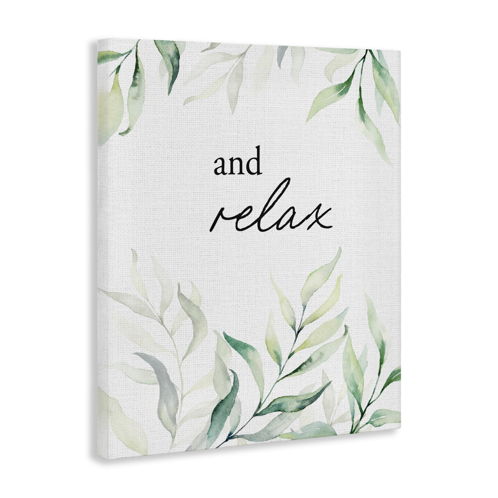 And Relax Soothing Greenery Canvas Wall Art, design by Lettered and Lined