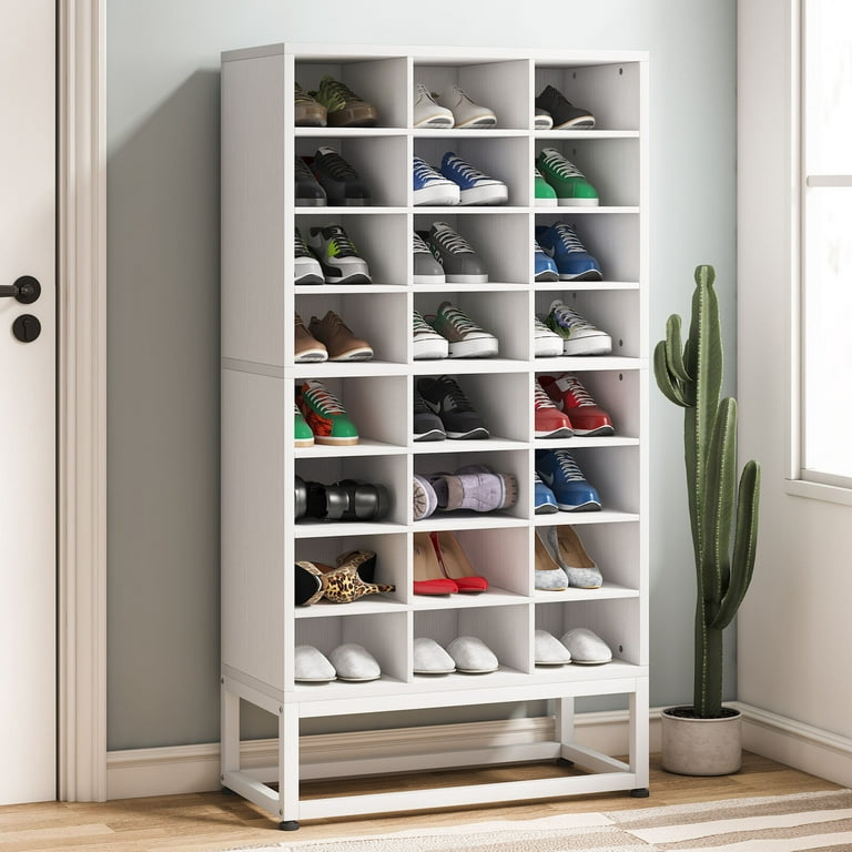 Tribesigns 8 Tier Shoe Storage Cabinet, 24 Pair Shoe Rack with Adjustable Partition for Entryway Closet, Gray