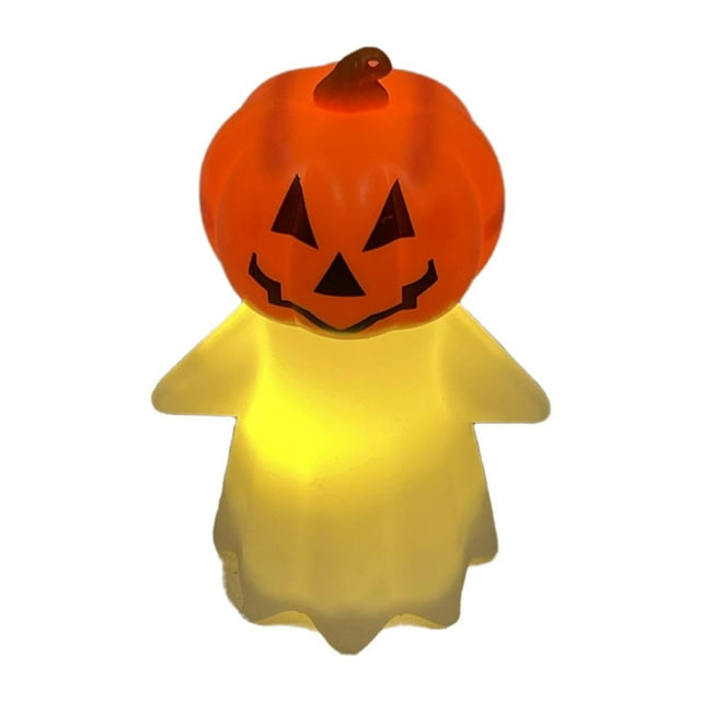 Luz de Noche de Halloween Figura de Fantasma Estatua Decorativa Lámpara de Mesa con Diseño de Calabaza en PP Ligero Adecuado para Hogar Oficina Y Fie
