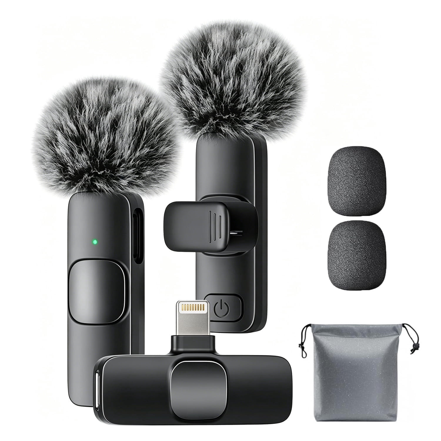 Behome Wireless Lavalier Microphone for iPhone 5-14 Series with Storage Bag, Mini Microphone with Rotatable Clip&Denoise Recording, for TikTok, YouTube & Interviews