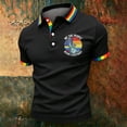 thumbnail image 2 of Men's Rainbow Pride Polo Shirt with Liberty Statue Graphic and Button Placket Featuring Colorful Trim for Pride Month Parades LGBTQ+ Events Summer Parties or Daily Wear Black L, 2 of 5