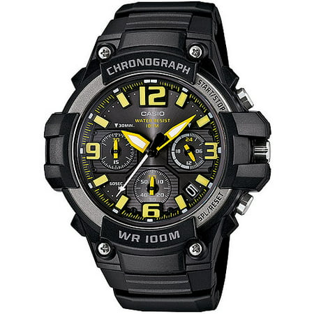 Men's Rugged Chronograph Watch, Black/Yellow (Best Rugged Work Watches)