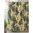 thumbnail image 3 of Beige Green Leaves Waterproof Fabric Shower Curtain, Farmhouse Vintage Botanical Shower Curtain for Bathroom Curtains Bathtubs Hotel Washable Shower Curtains with 12 Hooks Standard 60x72, 3 of 6