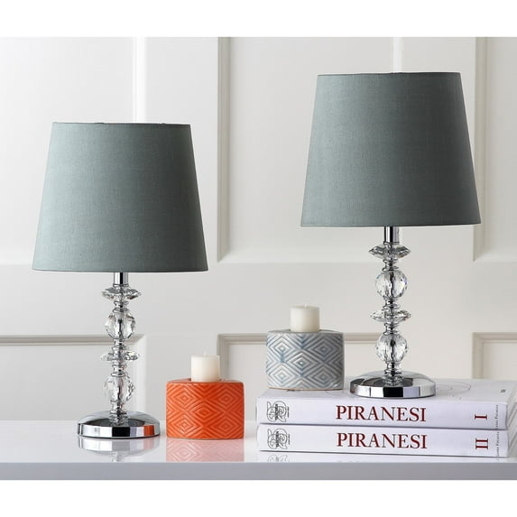 Safavieh Lighting 15-inch Derry Green Shade Stacked Crystal Orb Table Lamp (Set of 2)