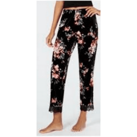 

I.n.c. Lace-Trim Printed Velvet Pajama Pants Various Colors & Sizes: XS/Winter Break Blossom