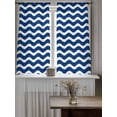 thumbnail image 4 of Navy Blue White Curtains 54 Inch Length, Sheer Curtains for Bedroom Living Room Window Abstract Waves Water Ripple Striped Rod Pocket Voile Drapes Kitchen Curtains Small Half Window 42"x54" 2 Panels, 4 of 6