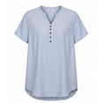 thumbnail image 5 of Uootdi Women's Striped Blouses Short Sleeve Notch Neck Button Placket Tops Everyday Style Comfortable Loose Fit Tees Gift, 5 of 7