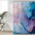 thumbnail image 4 of Abstract Impressionist Shower Curtain Set ，Waterproof Fabric Shower Curtains Blue Marble Texture Shower Curtains for Bathroom,Bathroom Decor 72"x84", 4 of 6