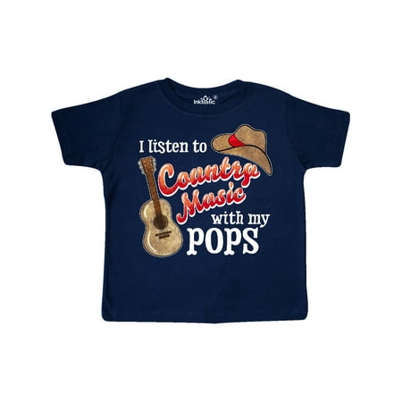 

Inktastic I Listen to Country Music with my Pops with Guitar and Hat Gift Toddler Boy or Toddler Girl T-Shirt