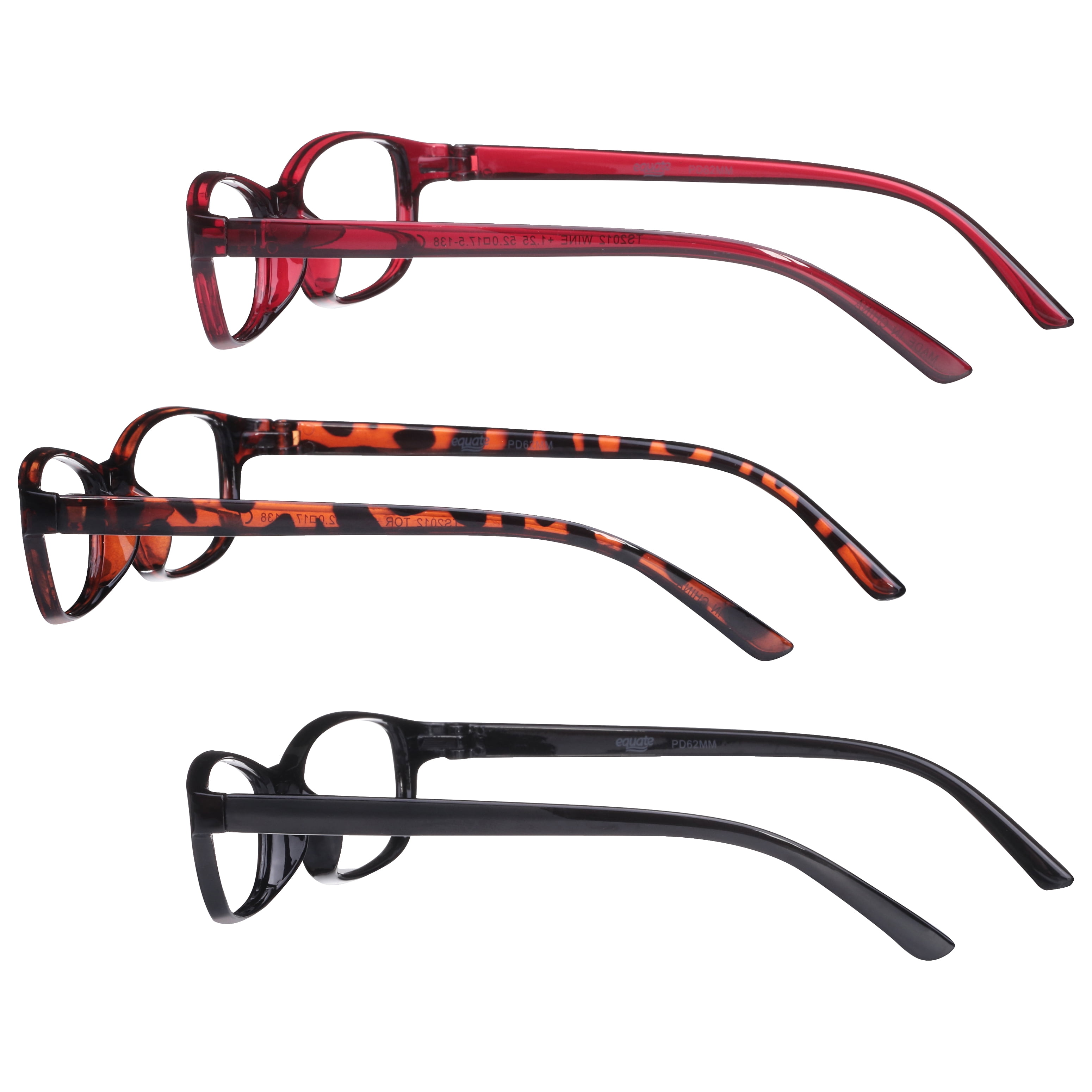 (2 pack) Equate 3-pack Women's Rectangular Reading Glasses Ts-2012, +1.50
