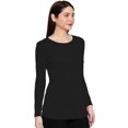 thumbnail image 2 of eloria Women's T-Shirt Round Neck Solid Color Plain Full Sleeve T-Shirt Color: Black | Size: 2XL, 2 of 7