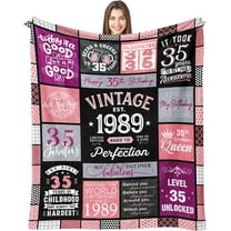 35th Birthday Gifts for Women, 35 Year Old Birthday Gifts for Women, 35th Birthday Gifts for Her, Gifts for 35 Year Old Woman, 1989 Birthday Gifts, Happy 35 Birthday Gift Throw Blanket 60" X 50"
