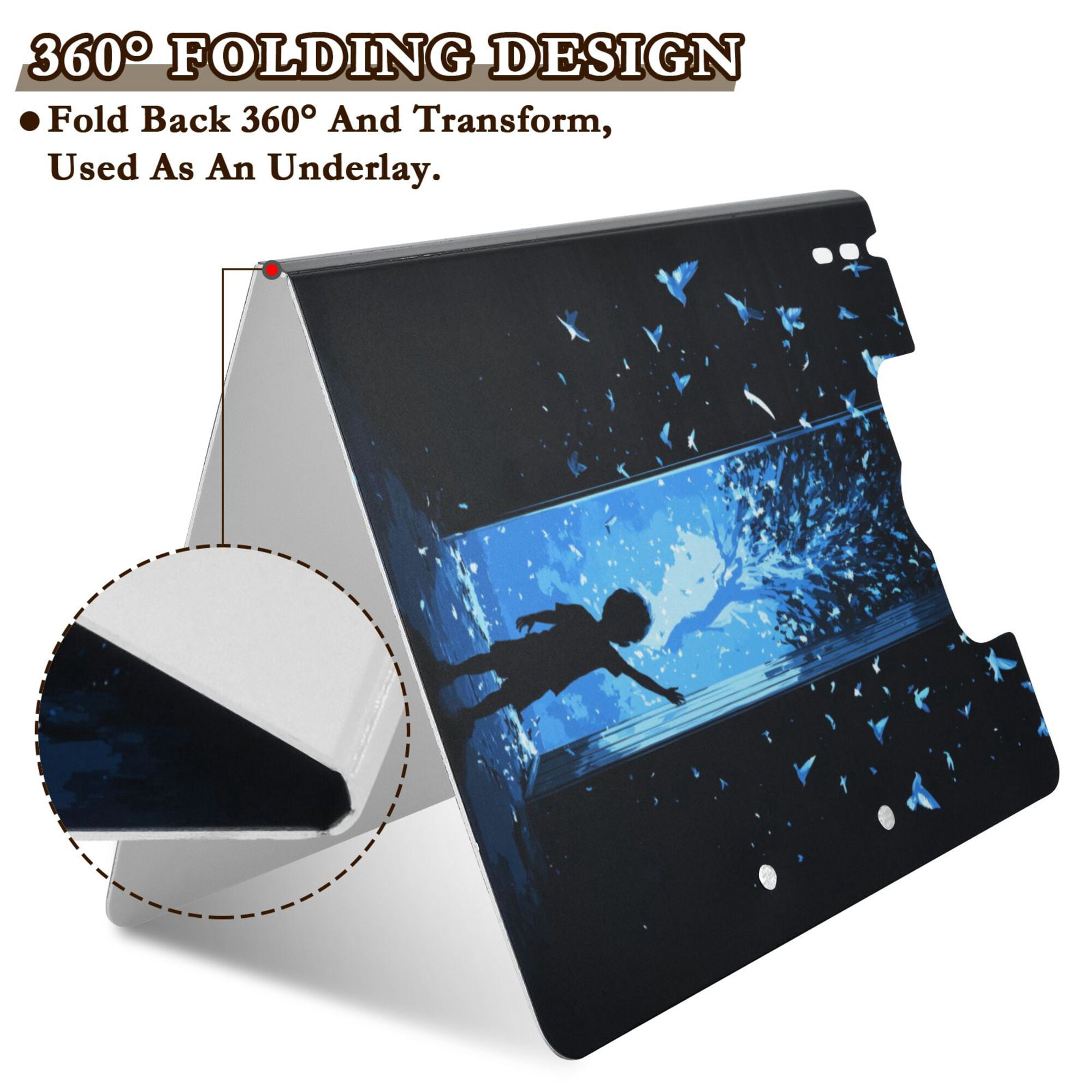 FORMRS A4 Clipboard Folder with Pen Holder Horizontal Foldable School Office Binder, Blue Butterfly