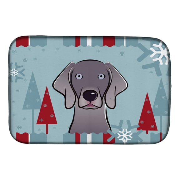 Winter Holiday Weimaraner Dish Drying Mat