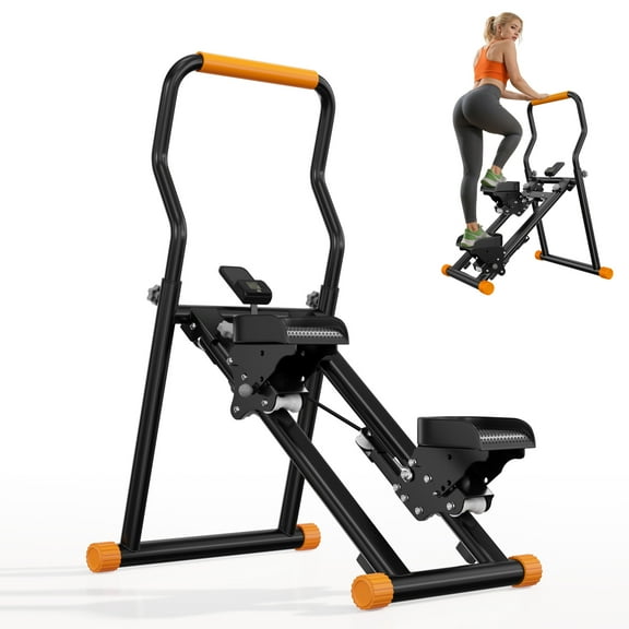 Stair Stepper for Home,Folding Vertical Stair Climber with Adjustable Pedals & Handlebar, Cardio Climbing Exercise Machine for Full-Body Workout, Stair Master for Women Men,Black