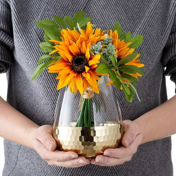 CONVIVA Florero De Cristal Verde, Difusor De Arte Floral Para Caña, Idea De Regalo Moderno, Hecho A Mano, Pequeños Centros De Mesa Para Pascua, Cumpleaños, Día De La Madre, Arreglo De