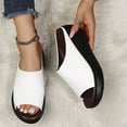 thumbnail image 4 of Anuirheih Women Slip On Low Heel Slippers Wedge Thick Flat Sandals Slide Peep Toe Mule Roman Sandals(White), 4 of 9