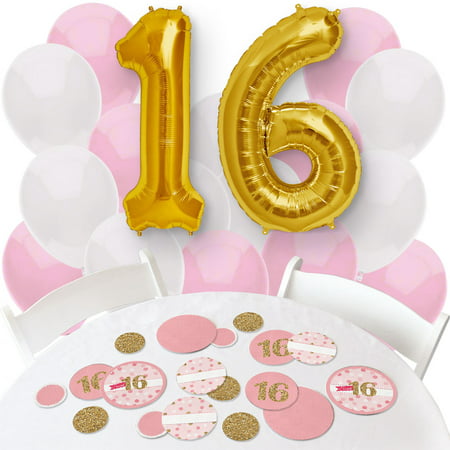 Sweet 16 Confetti and Balloon Birthday  Party  Decorations  