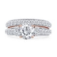 thumbnail image 3 of AFFY 4.50CT Round White Cubic Zirconia Wedding Ring Set in 14K Rose Gold over Silver-5, 3 of 8