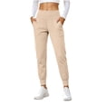 thumbnail image 3 of Women's Yoga Pants, Slim Comfort Stretch Leggings with Pockets, Yoga Workout Athletic Wear, Womens Joggers | VerBelle,Beige M, 3 of 8