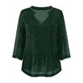 thumbnail image 3 of Kiijoy Blouse for Girls Sparkling Mesh Petal Sleeve V Neck Shirt Casual Solid Top, Sizes 3-14, 3 of 3